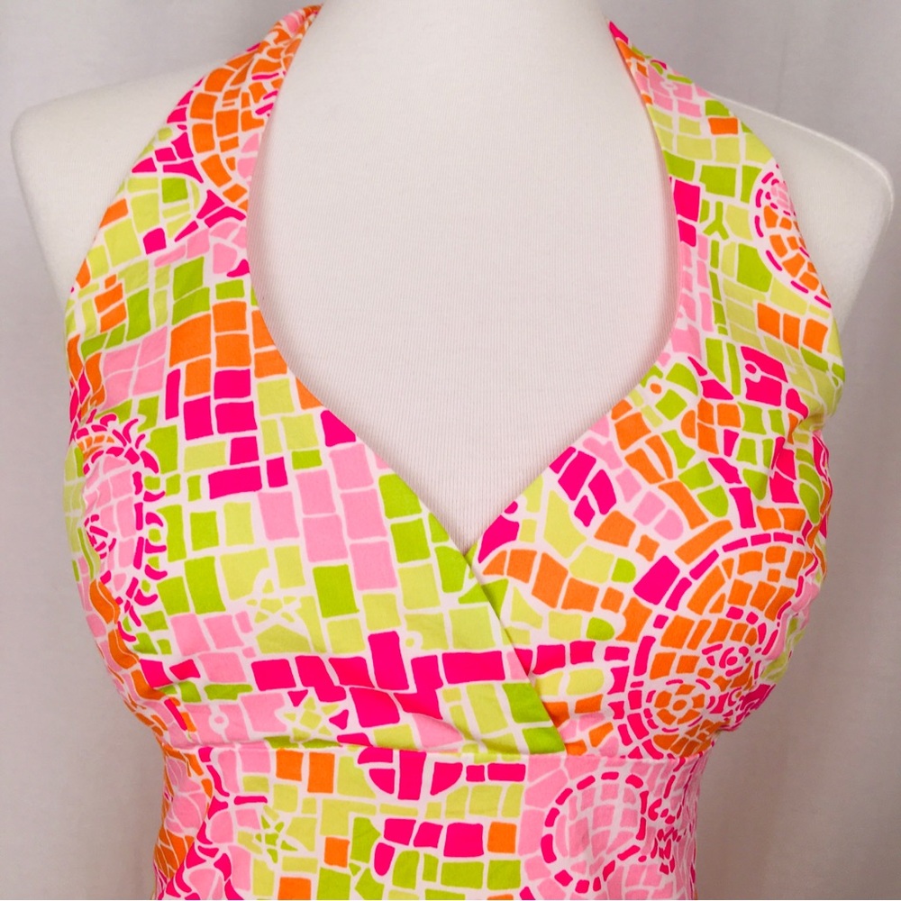 Lilly Pulitzer Sunburst Mosaic Print Vintage Halter Dress